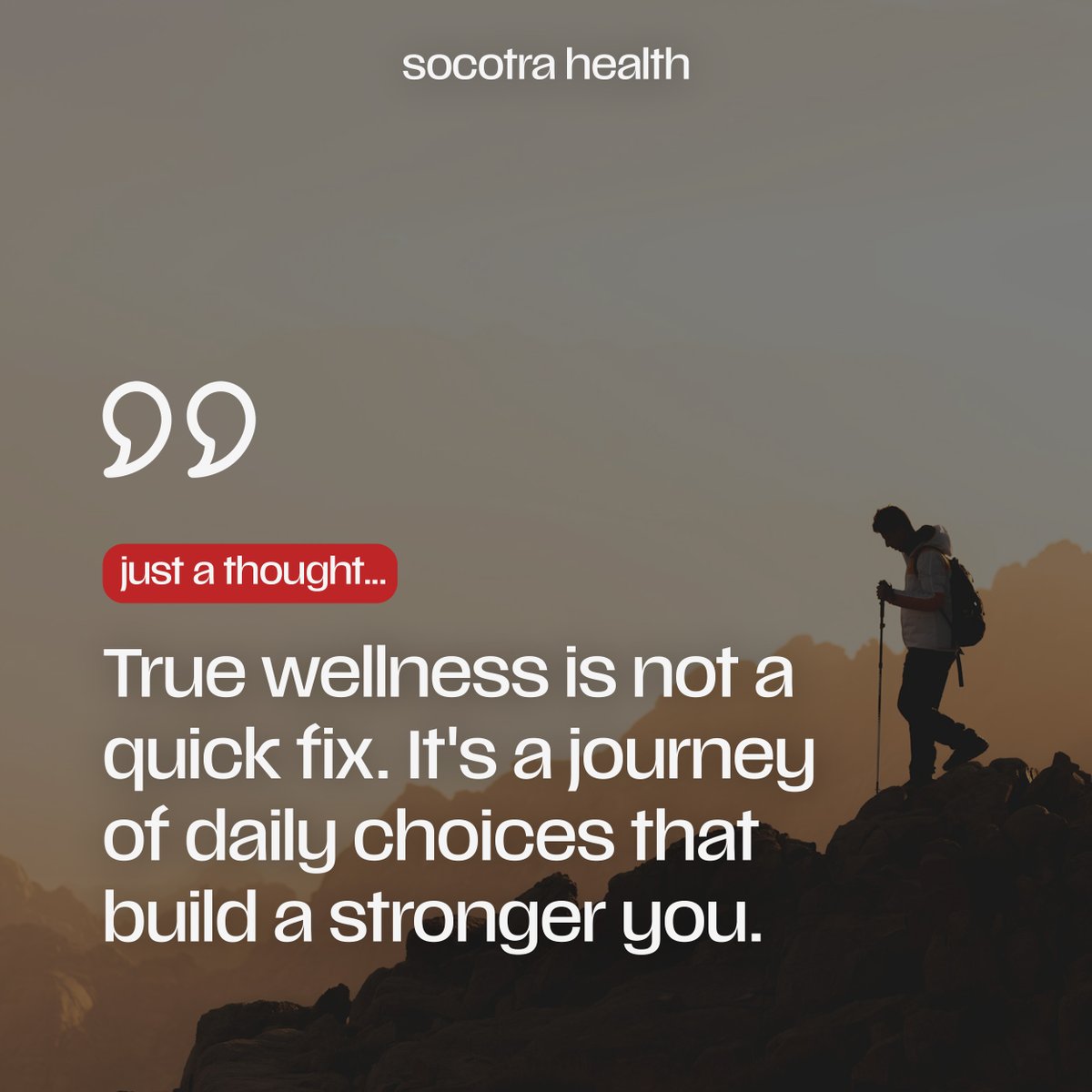 SocotraHealth's tweet photo. Every small step you take today shapes your health for tomorrow. Start with mindful choices—because wellness is a journey worth taking. 

#wellness #lifestyle #health https://t.co/5uHEI8KQsV