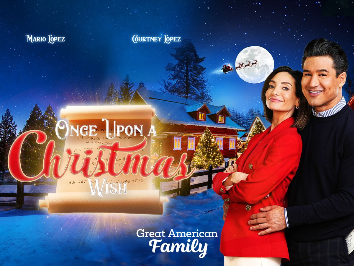 billabbottHC's tweet photo. We're thrilled to premiere @mariolopezviva and @courtneymlopez in their first #GreatAmericanFamily Original movie, #OnceUponAChristmasWish, STARTING NOW! @GAfamilyTV 🎄💫 https://t.co/mTbvscDG3z