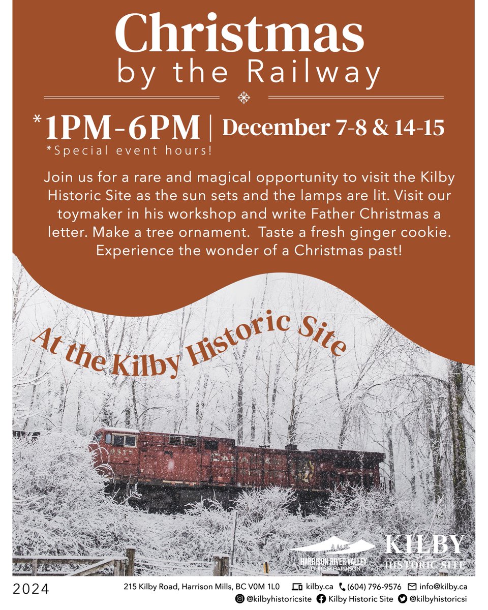 kilbyhistoricsi's tweet photo. We are fast approaching the LAST TWO WEEKENDS of our season! Please note that our hours are different from usual! Join us from 1PM-6PM to see the Kilby Historic Site in her evening splendor, all dressed in Christmas lights. #thefraservalley #harrisonrivervalley https://t.co/m7roBQdMCp