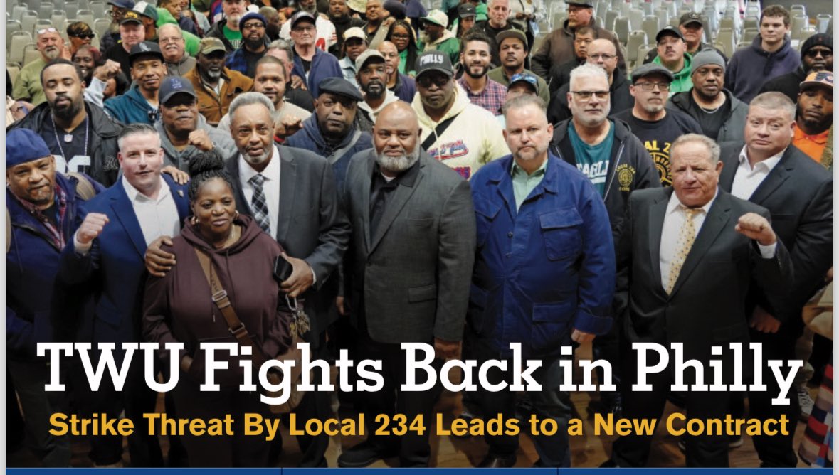 transportworker's tweet photo. “Congrats to Local 234 members, who ratified their SEPTA CBA ( 5% over 1 year, No Concessions). Now we fight a campaign for permanent transit funding  in PA,” @twusamuelsen said. @phillyinquirer @GovernorShapiro @tomfitzgerald https://t.co/hMK5elHsxT