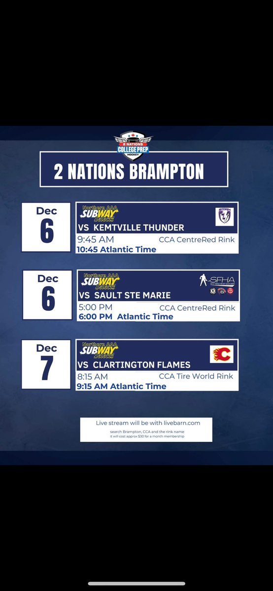 2 Nations Cup Schedule!
