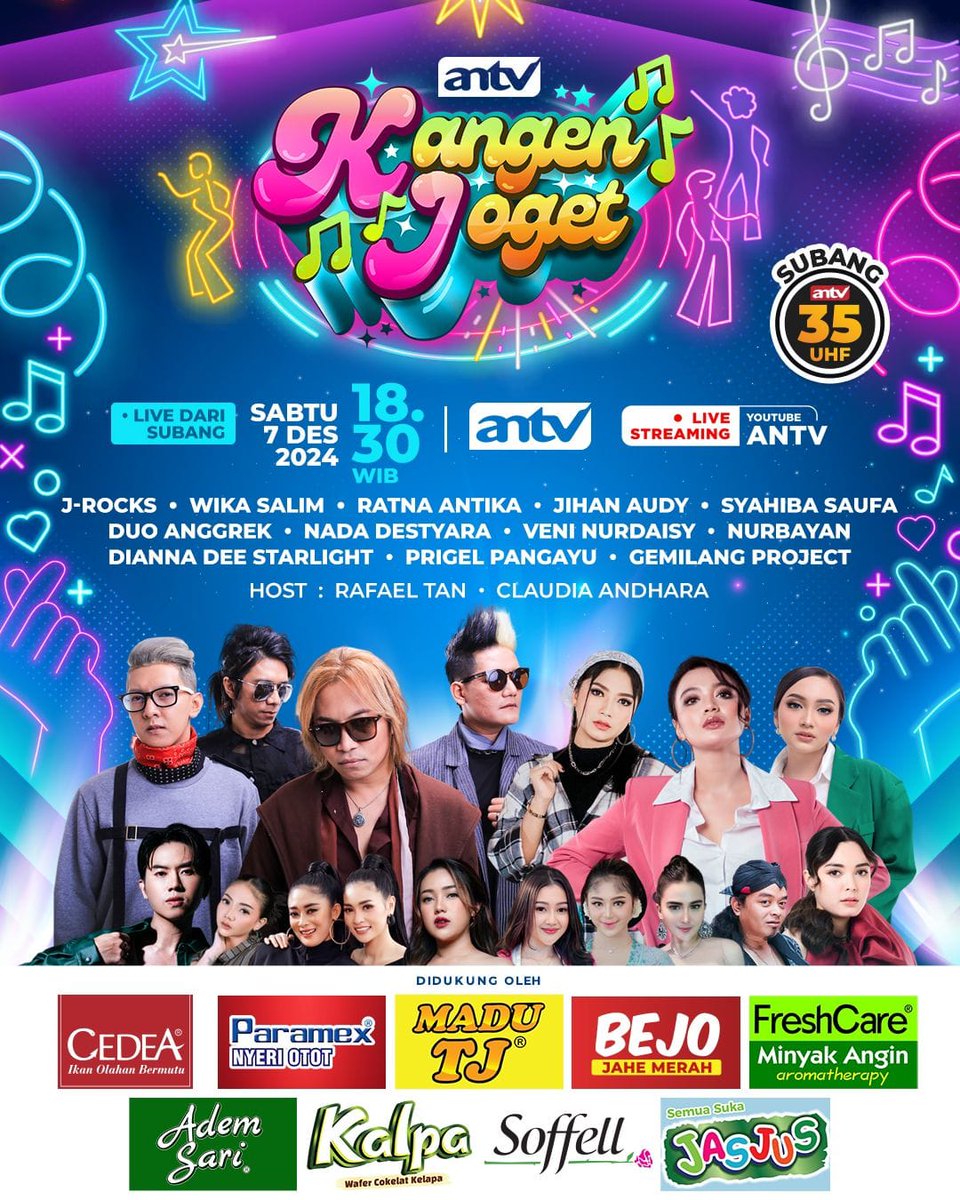 ANTVOfficial_'s tweet image. 💃🏻WARGA SUBANG SUDAH SIAP BELUM KITA JOGET BARENG💃🏻

KANGEN JOGET HADIR DI SUBANG DENGAN BANYAK ARTIS YANG AKAN NYANYI BARENG KALIAN 🥳🤗

Yuk ajak keluarga,saudara &amp;amp; tetangga kalian ya buat seru-seruan bareng kita, kalian bisa nyanyi bareng artis juga dan masih banyak keseruan…