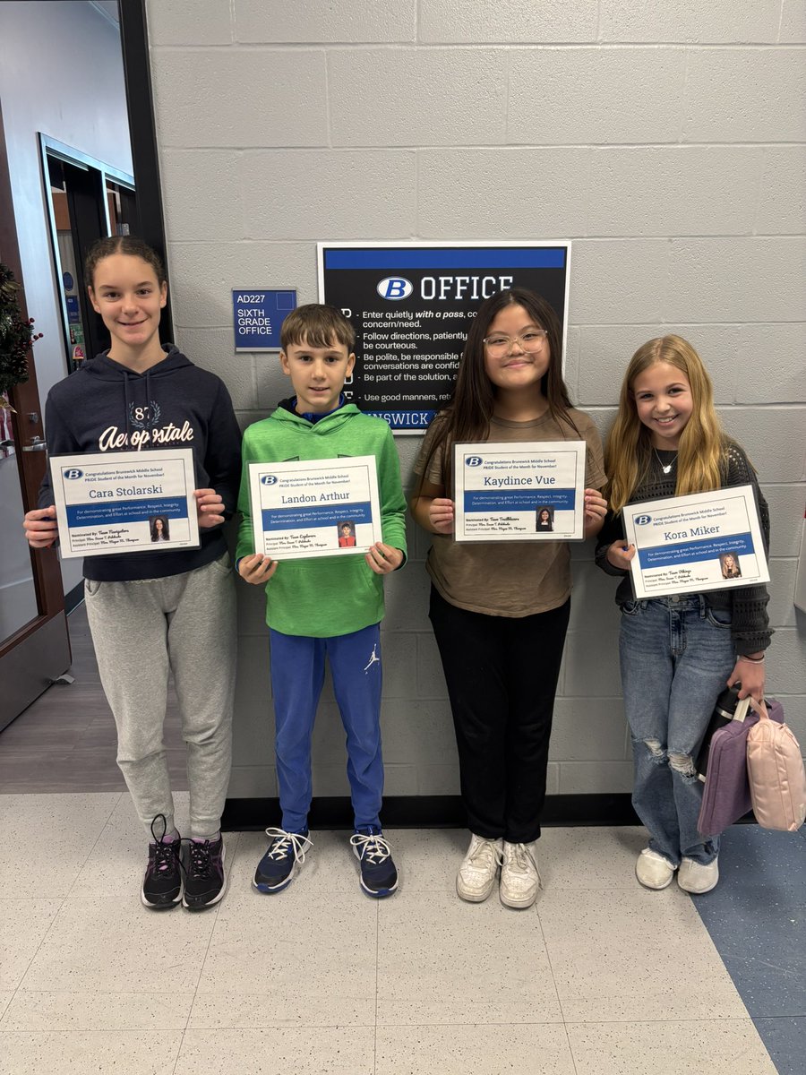 Congratulations to our 6th Grade November Students of the Month!!