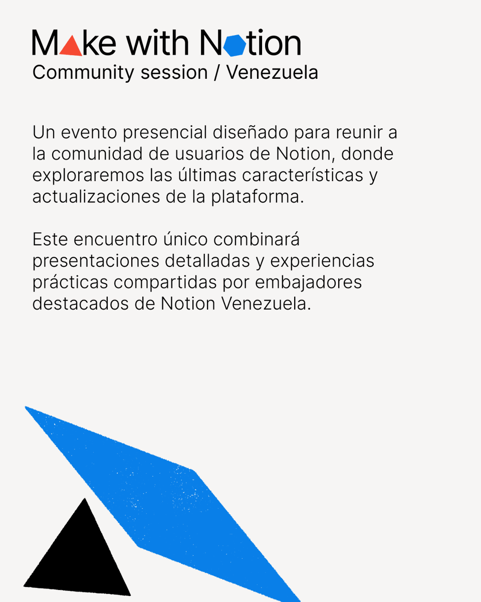 JAVIERRZ19's tweet photo. 🎉 Únete a Make With @NotionHQ en Venezuela!  

Evento presencial gratuito donde exploraremos las últimas novedades, automatizaciones, AI y  @NotionMail 

@NotionVenezuela https://t.co/EDp5YZm7hB