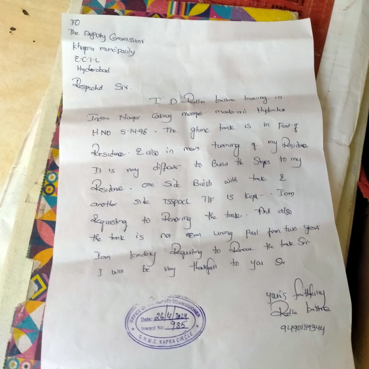 Swathi26333162's tweet photo. @HMWSSBOnline @hmwssbed good morning we had complain serval times to remove the not using tank from 5years we had given letter till now no one is taking action up on this plz req to remove tank due to one side is transform other  side not using tank plzcon9966554452 https://t.co/PwXOXByDYi