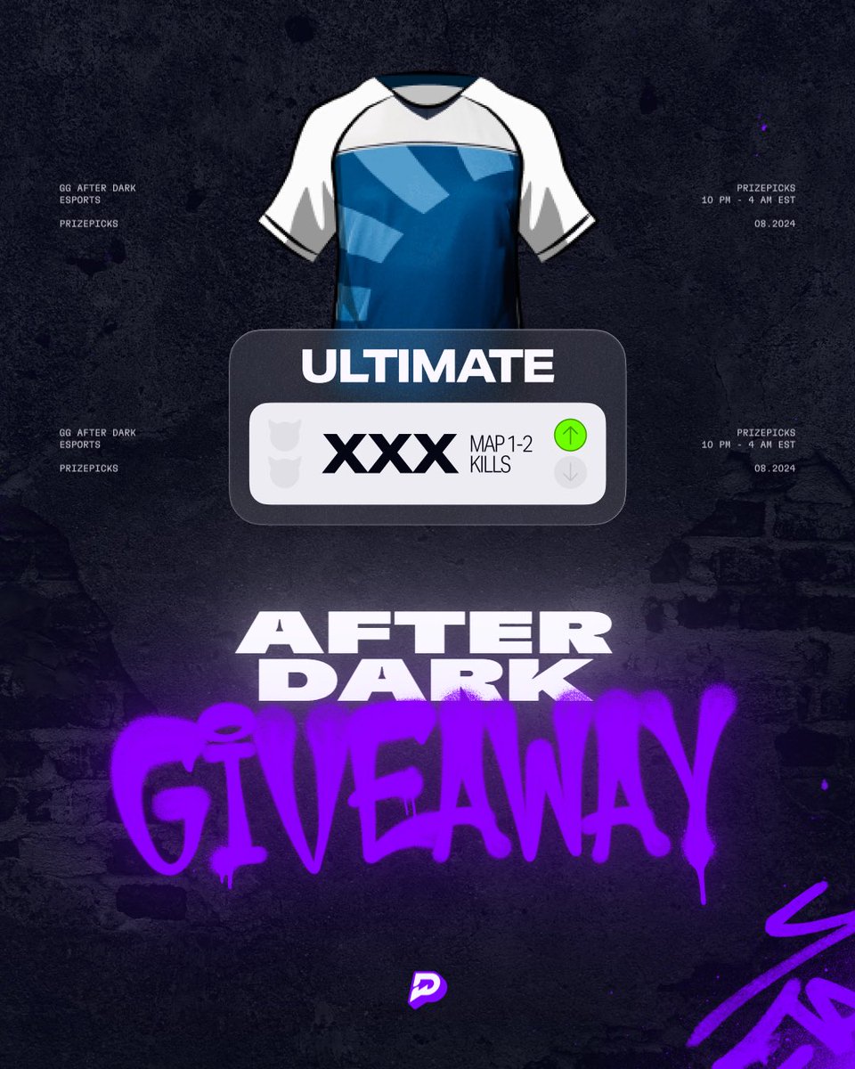 PrizePicksGG's tweet photo. 🌙 Lineups After Dark 🌙

For every kill Ultimate gets in Maps 1-2 vs. MIBR, we will give 1 Free Lineup to a winning member

To enter this giveaway:
😈 Follow us @PrizePicksGG 
👍 Like + RT
🎮 Tag 2 friends who play CS2 + #GGAfterDark https://t.co/4i8zMZ5Yk7
