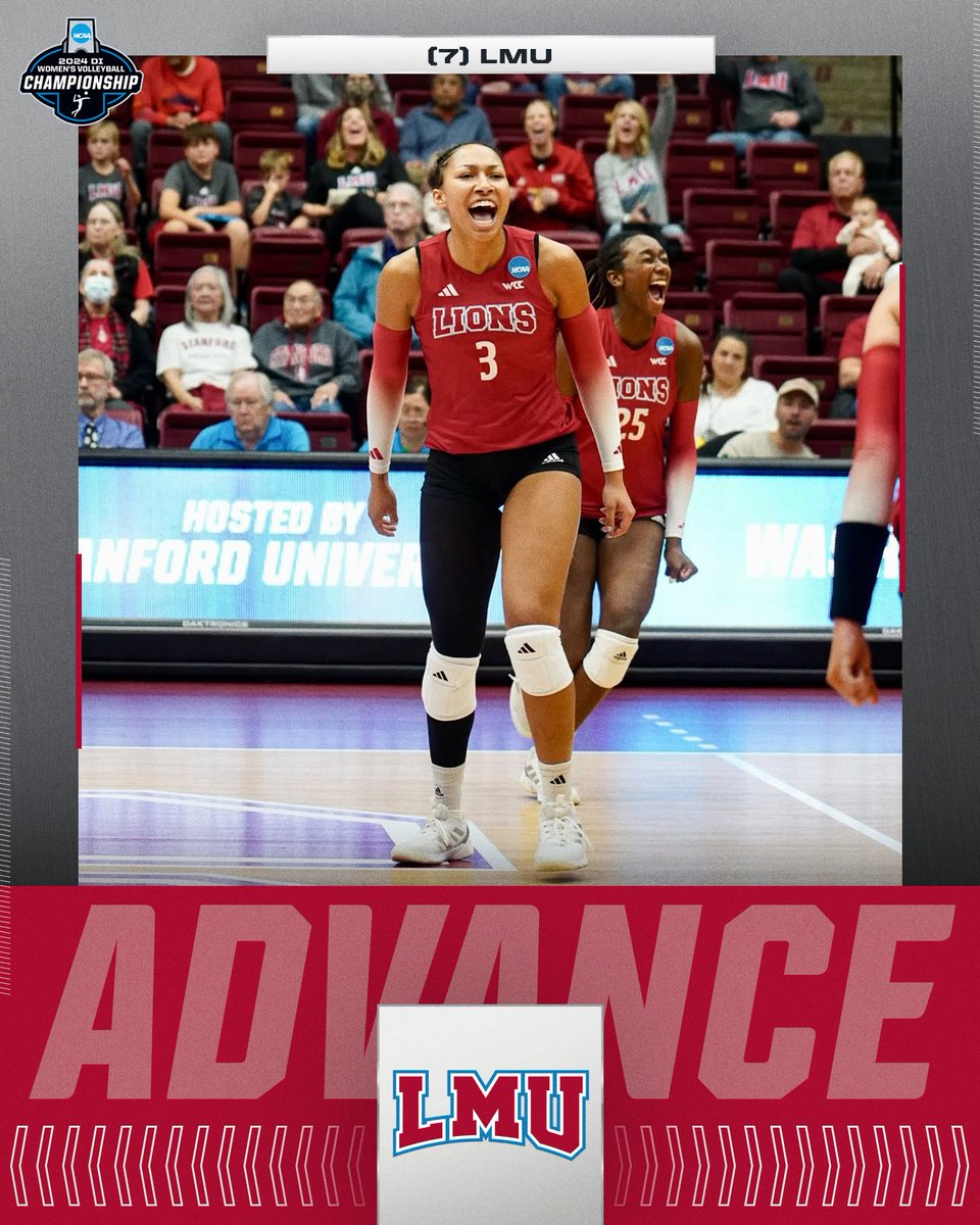 NCAA Women's Volleyball (@ncaavolleyball) on Twitter photo THE LIONS ADVANCE IN A FIVE-SET THRILLER π¦
(7) <a href="/lmulionsWVB/">LMU Volleyball</a> gets the win over Washington to advance!
#NCAAWVB THE LIONS ADVANCE IN A FIVE-SET THRILLER π¦
(7) <a href="/lmulionsWVB/">LMU Volleyball</a> gets the win over Washington to advance!
#NCAAWVB