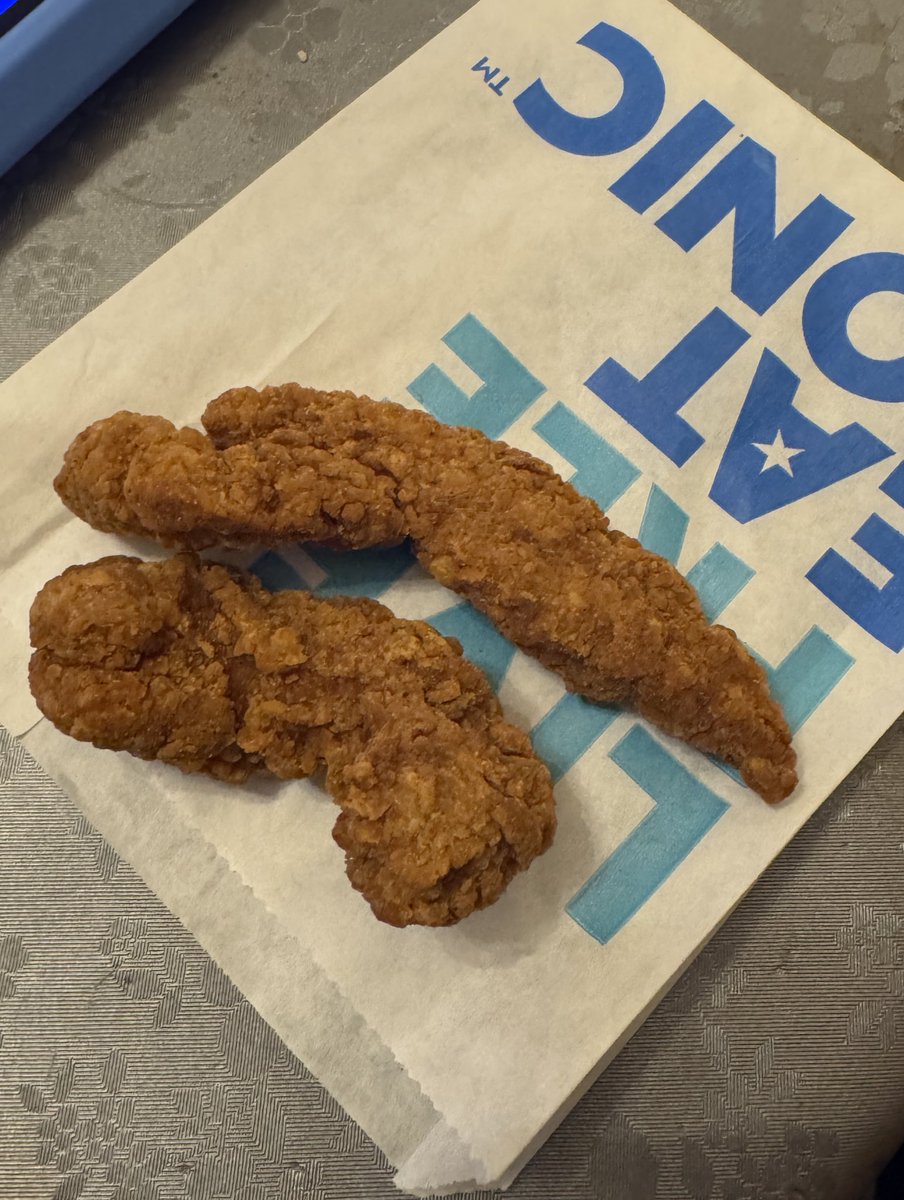 cnk_james's tweet photo. @sonicdrivein why does the chicken for kids meals always look those this? We always have to get him food elsewhere after we order him food from sonic. There’s hardly any meat with these tenders. https://t.co/gehNpyQMxn