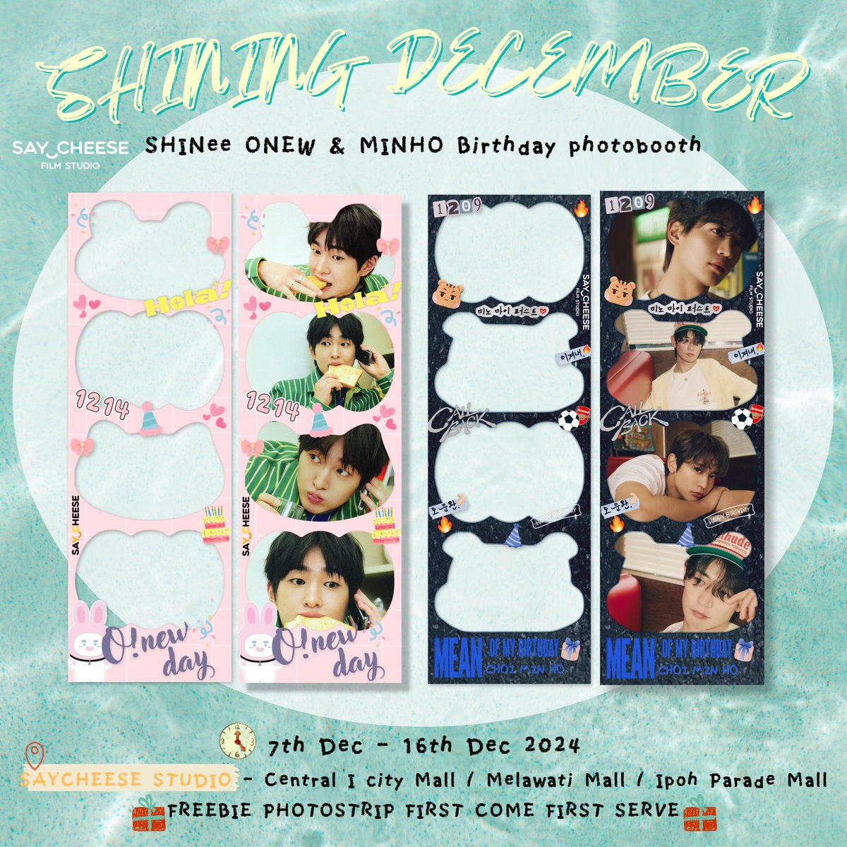 saycheesemy's tweet photo. 💎𝓢𝓗𝓘𝓝𝓘𝓝𝓖 𝓓𝓮𝓒𝓮𝓶𝓫𝓮𝓻🐍✨

SHINee Onew &amp; Minho Birthday photobooth🐰🐿️

⏰7th Dec - 16th Dec 2024

📍SAYCHEESE STUDIO
 - Central I City Mall
 - Melawati Mall
 - Ipoh Parade Mall

🎁Freebie Photostrip available🎁

#SHINeeMalaysia #Onew #Minho https://t.co/WnJJIc1I4V
