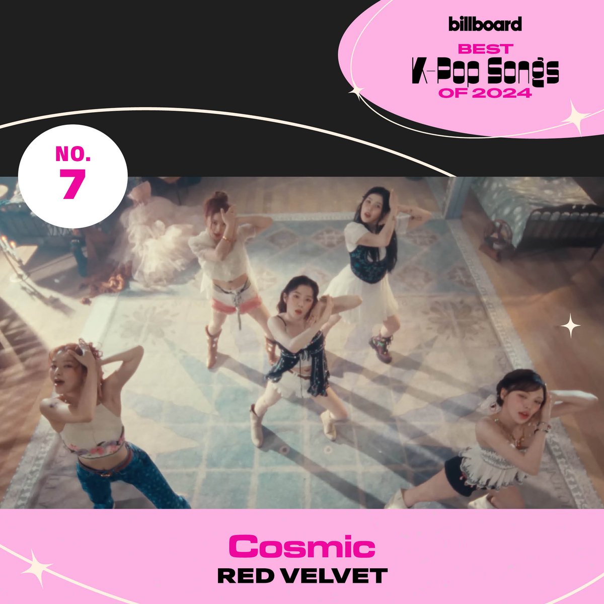 rvelites's tweet photo. #RedVelvet's 'Cosmic' is 7th on Billboard's Best Kpop Songs of 2024! 

"It’s just so hard to imagine wanting to escape Irene, Seulgi, Wendy, Joy and Yeri’s inevitable pull when their harmonies sound this heavenly. " 

🩷💛🩵💚💜
🔗https://t.co/nZ8jGmgQKT https://t.co/yVfOTB0BYm
