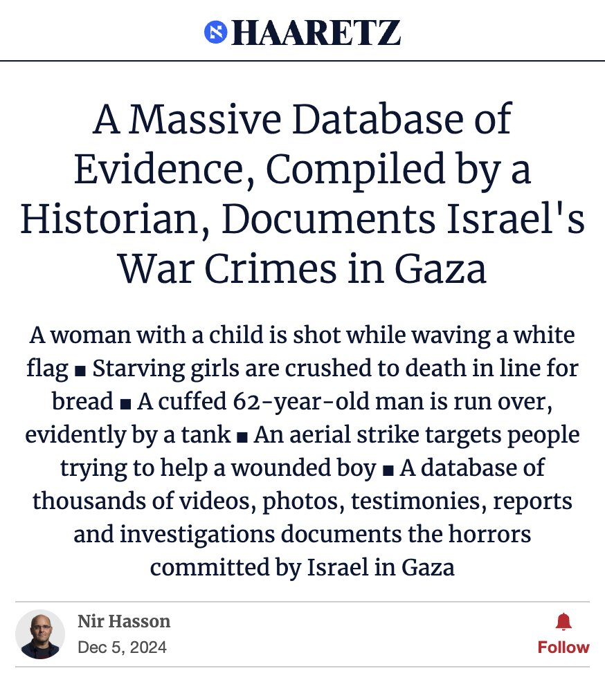 Decensored News (@decensorednews) on Twitter photo 🚨 NEW: Israeli historian <a href="/LeeMordechai/">Lee Mordechai</a> has published an updated version of “Bearing Witness,” his increasingly in-depth report on Israel's ongoing genocide.
Haaretz calls it “the most methodical and detailed documentation in Hebrew... of the war crimes that Israel is 🚨 NEW: Israeli historian <a href="/LeeMordechai/">Lee Mordechai</a> has published an updated version of “Bearing Witness,” his increasingly in-depth report on Israel's ongoing genocide.
Haaretz calls it “the most methodical and detailed documentation in Hebrew... of the war crimes that Israel is