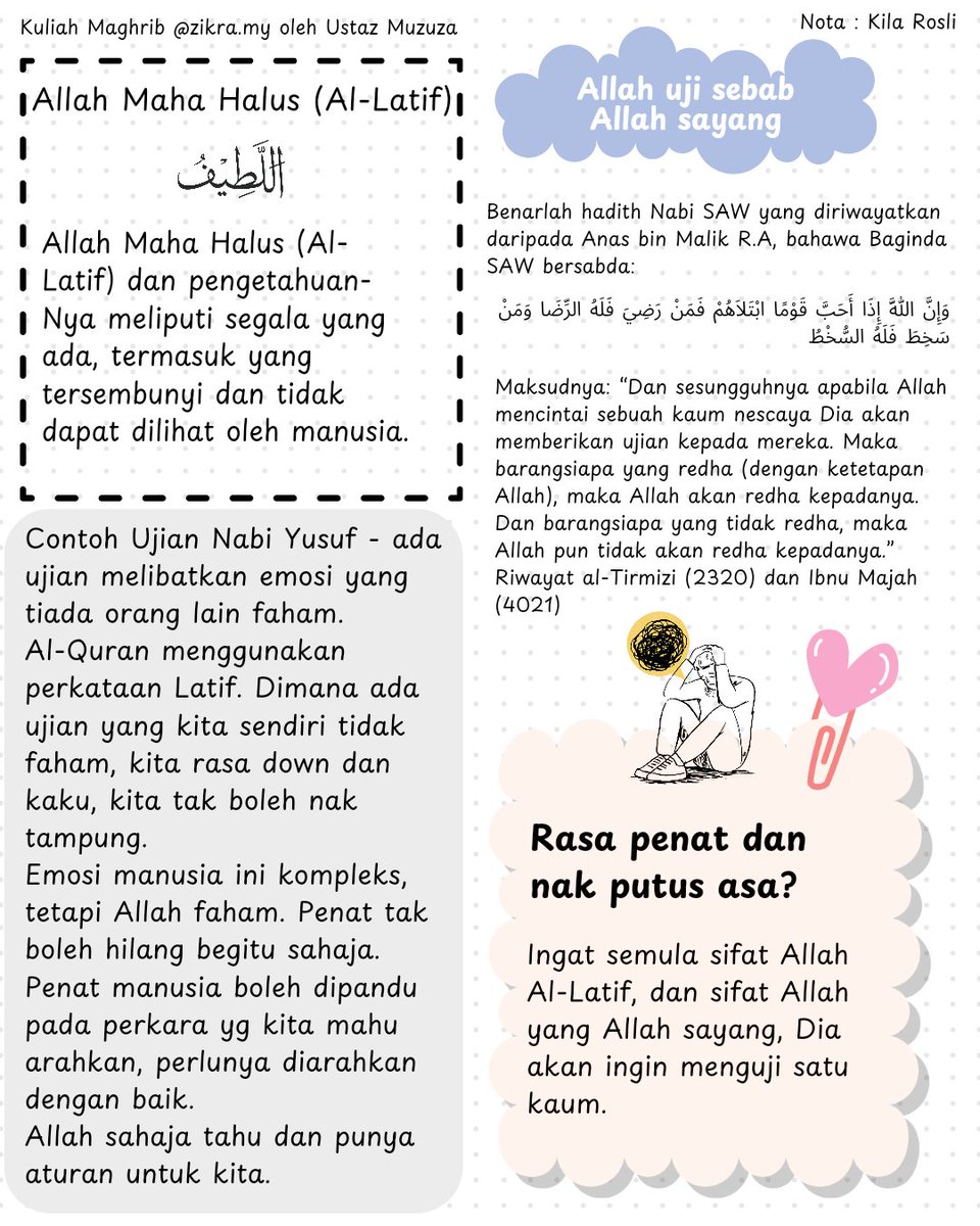 norrukhila's tweet photo. Siapa tengah struggle menuju jalan kebaikan? Rasa penat menjadi baik? Ini nota untuk korang ✨

🌸Nota Kuliah Maghrib ✍️
Anjuran https://t.co/KN4Nwhv0Iu
Kuliah oleh Ustaz @Muzuzxck 
Topik : "Penatlah Nak Jadi Baik" https://t.co/nlamlFXtLW