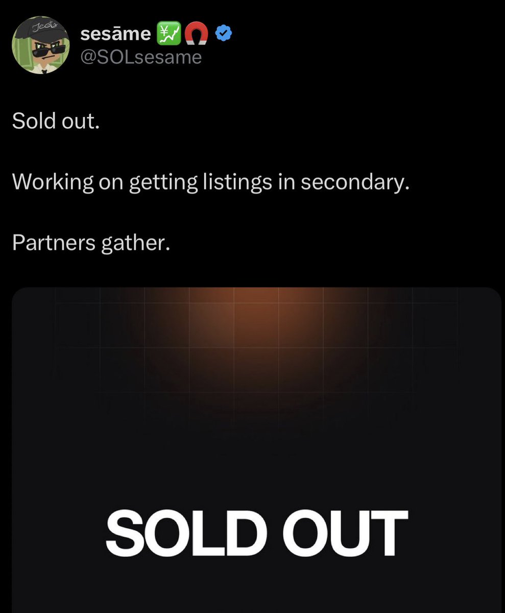litexo's tweet photo. This guy literally created and minted out an NFT project for .1 $SOL that is now sitting at a 3.7 FP in less than 24 hours. 

The founders name is @SOLsesame. 

Here’s how he did it:

- Built in the open: Literally. From posting updates to asking for feedback in real time, I’m pretty sure this dude only slept a total of 3 hours.

- Hiring talent: He created the vibe and attracted tons of talent. Pretty much everyone he hired was from within the ecosystem he created.

- Narrative: It felt easy to buy in to this product because I understood the person and the narrative behind it. 

“Break shit. Move fast.” 

Alongside the sense of urgency cultivated with the 24 hours, Sesame created a real movement.

From a founder perspective it was cool to witness in real time, and even get inspired a bit. 

Everything he did was inspired by a challenge from @ai16zdao.

Conclusion? NFTs will definitely have a come back. This collection (‘ai16z partners’) is living proof of that. 

Insane work.