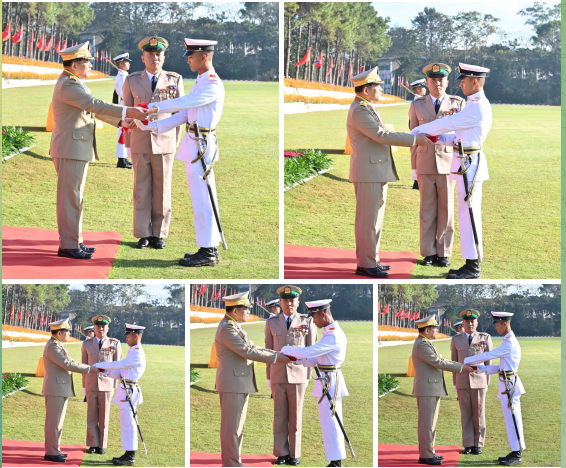 BaHmann2000's tweet photo. Chairman of State Administration Council Commander-in-Chief of Defence Services Senior General Thadoe Maha Thray Sithu Thadoe Thiri Thudhamma Min Aung Hlaing presented the Best Cadet Awards to the best five cadets.
#WhatsHappeningInMyanmar
#DSA 
@BaHmann2000 https://t.co/yVBjw0KlHN