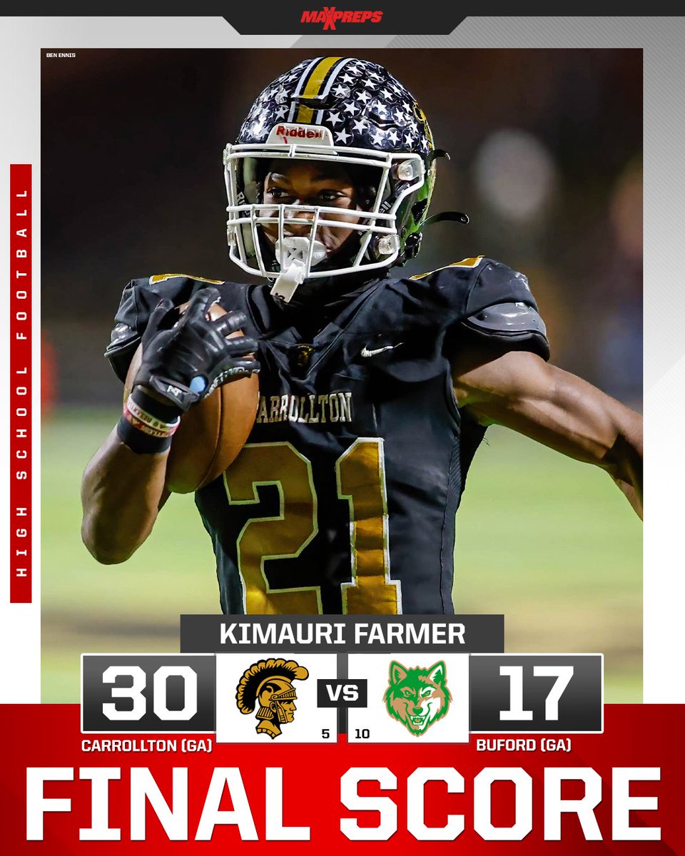 No. 5 Carrollton (GA) defeats No. 10 Buford (GA) 30-17 in the GHSA 6A semifinals. 👀

Top 10 Games of the Week ⬇️
maxpreps.com/news/Xi5zLtvGq…