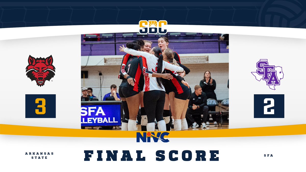 Sun Belt (@sunbelt) on Twitter photo π₯ππ πͺπ’ππ©ππ¦ πππ©ππ‘ππ.
<a href="/AStateVB/">Arkansas State Volleyball π</a> takes down SFA 3-2 on the road to advance to the Great 8 in the <a href="/WomensNIVC/">Women's NIVC</a> with 14 kills and seven blocks from Cail. #SunBeltVB βοΈπ π₯ππ πͺπ’ππ©ππ¦ πππ©ππ‘ππ.
<a href="/AStateVB/">Arkansas State Volleyball π</a> takes down SFA 3-2 on the road to advance to the Great 8 in the <a href="/WomensNIVC/">Women's NIVC</a> with 14 kills and seven blocks from Cail. #SunBeltVB βοΈπ