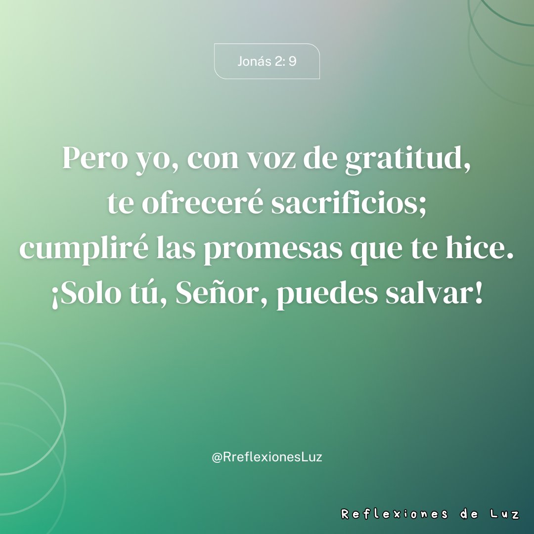 RreflexionesLuz's tweet photo. Pero yo, con voz de gratitud,
te ofreceré sacrificios;
cumpliré las promesas que te hice.
¡Solo tú, Señor, puedes salvar!

Jonás 2: 9 (DHH94I)

#Biblia #Verso #VersoDelDía #Jesus #Jesucristo #Fe #JesusViene https://t.co/0yoDdLalCZ