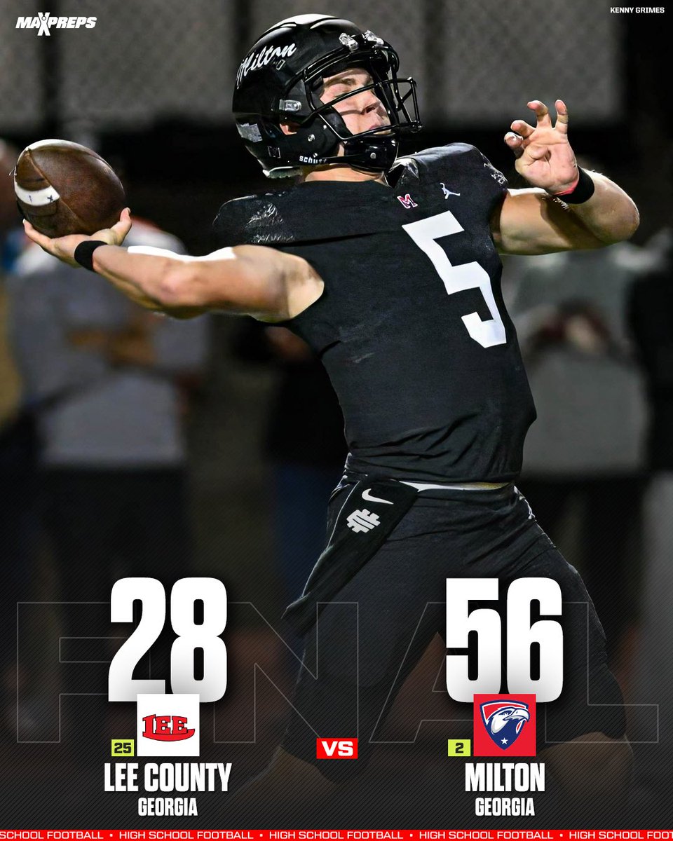 No. 2 Milton (GA) defeats No. 25 Lee County (GA) in the GHSA 5A semifinals. 👀🏈

Top 10 Games of the Week ⬇️
maxpreps.com/news/Xi5zLtvGq…