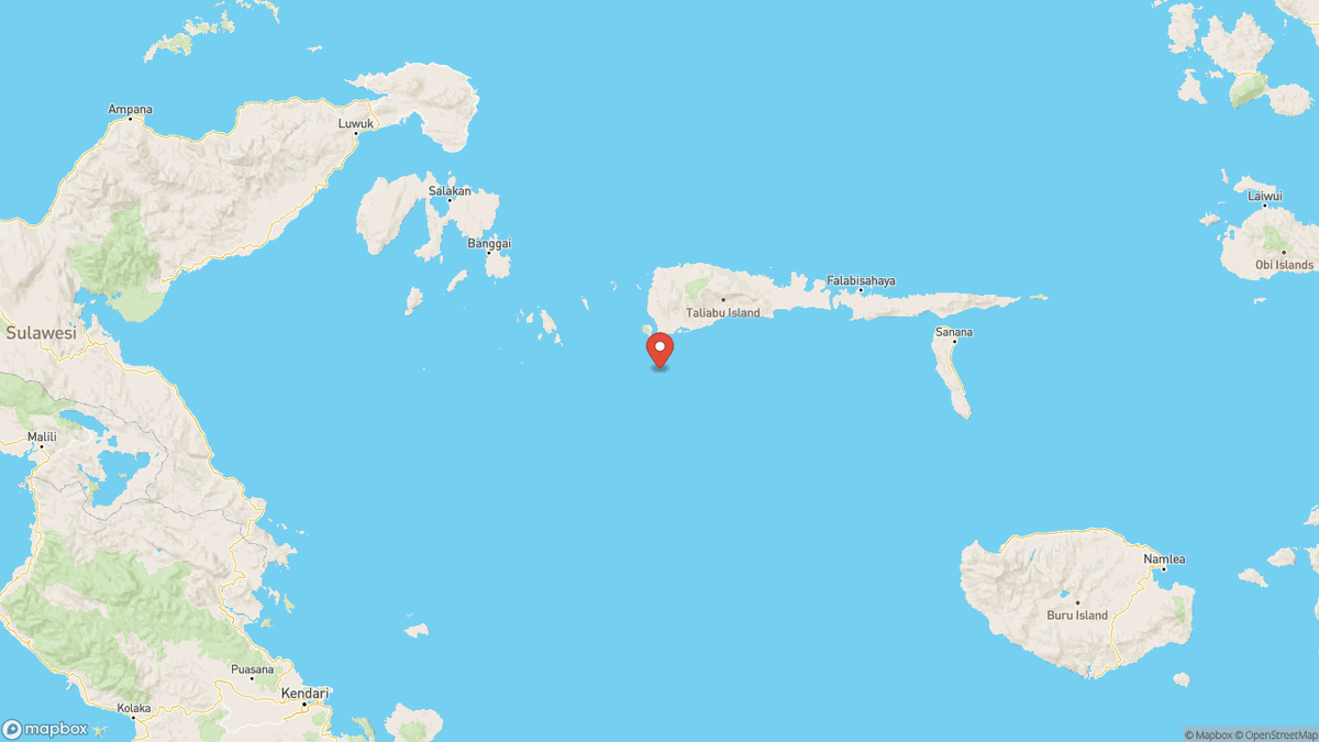 QuakeAlerts's tweet photo. A magnitude 5.1 earthquake took place in the Banda Sea at 09:41 UTC (8 minutes ago). The depth was 10km and was reported by GFZ. #earthquake #earthquakes #Sanana #Indonesia https://t.co/4rWM8Wofvt