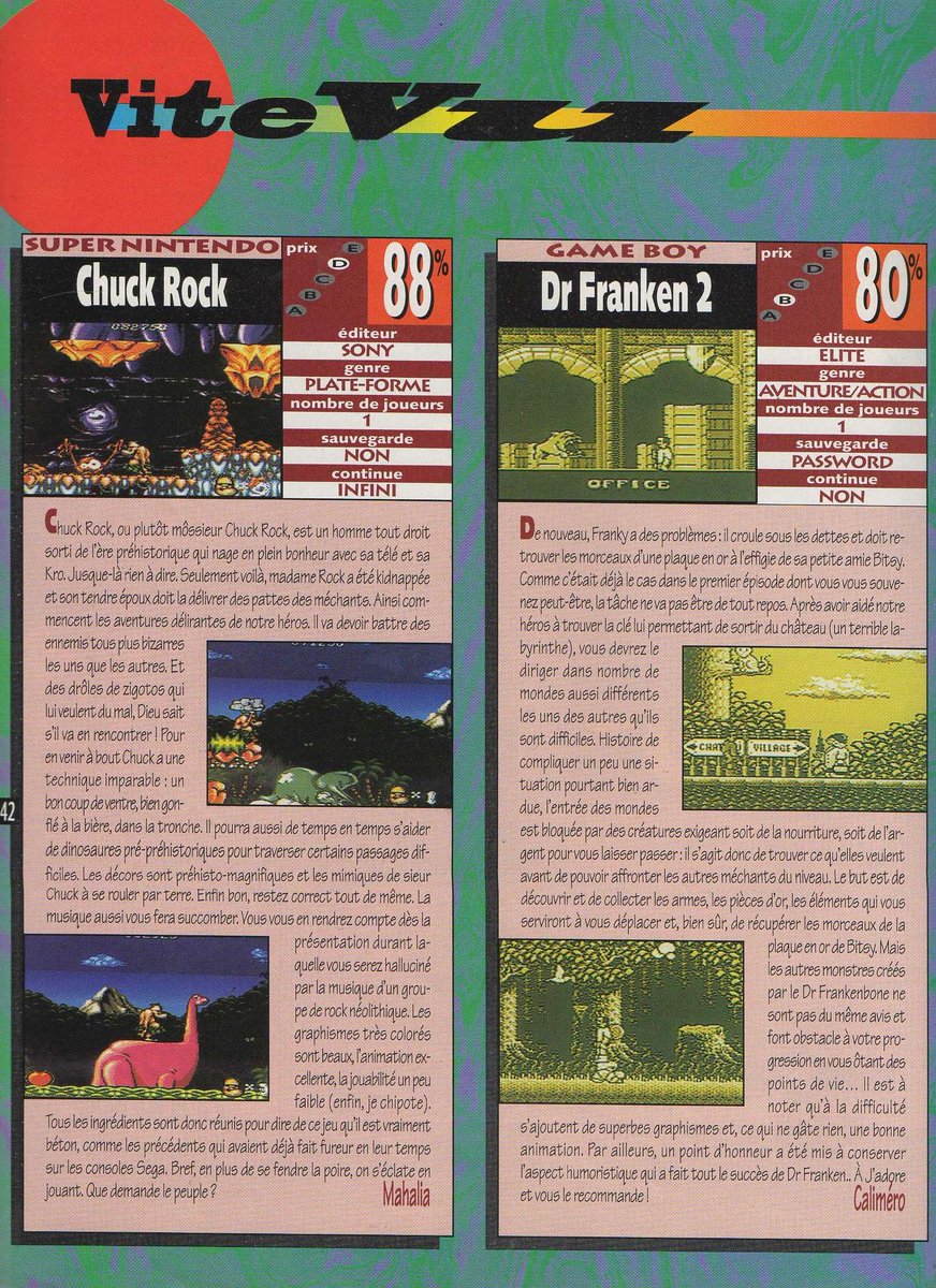 AllmightoFranky's tweet photo. #Nostalgeek,on termine le #PlayerOne 37 de décembre 1993 avec la rubrique "Vite vu" ! #ChuckRock sur #Snes,#LethalEnforcers sur #MegaCD entre autres!! #retro #retrogaming #oldschool #80s #90s 1/5 https://t.co/R4i4MJfGnY