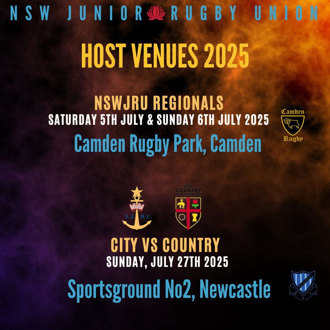 bengregory15gm1's tweet photo. 2025 NSWJRU REP CARNIVAL VENUES ππ
The NSWJRU Regionals will be heading to Camden Rugby Park
The annual City vs Country Carnival will be heading to Sportsground No.2 in Newcastle on the 27th July
#regionals #CityVsCountry #PartOfSomethingMore #pathways #juniors #rugbyunion https://t.co/2tfr02xRg8