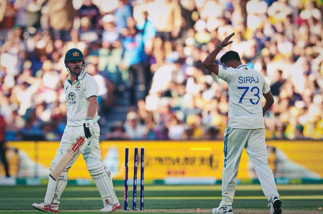 MadhavSharma's tweet photo. As an Indian, I am proud of the way Mohammed Siraj celebrated Travis Head’s wicket. 

This is Test cricket and we want to see Indians fired up on the field. 

Travis Head batted well but that doesn’t mean Siraj can’t celebrate. 

#INDvsAUS https://t.co/MuEceafmsM