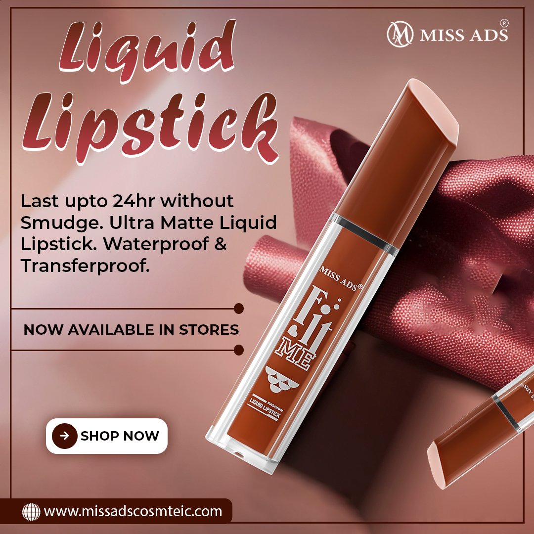 missadscosmetic's tweet photo. Elevate your makeup game and embrace a flawless finish that lasts all day with Miss ADS Matte Lipstick.✨
#LiquidLipstick #UltraMatte #LongLastingBeauty https://t.co/VRUh6wHYgP