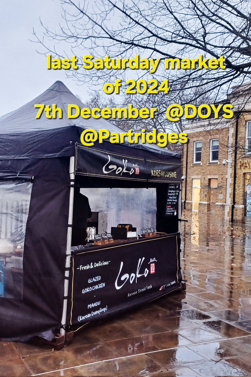 Weather doesn't look great, but we are here <a href="/DOYSQ/">Duke of York Square</a> <a href="/partridgesfoods/">Archived • Partridges Market</a>
Because it will be GoKo last Saturday of 2024
If you can not come today, see U next year in January. 
Hope see you soon!
#friedchicken #crispychicken #glazedchicken #foodie #foodmarket #dumplings #k_food
