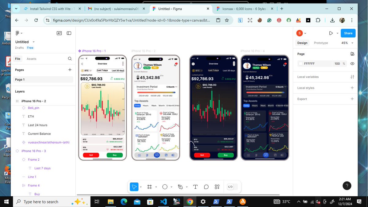 Nasiruatanda123's tweet image. New trading app design!📊 Most people prefer dark mode, so I made it happen in just 3 hours.🔥
Duplication(CTRL + D) is the key to efficiency! 
What are you working on this weekend? #tradingapp #designcommunity #WebDevelopment #mobileDesign