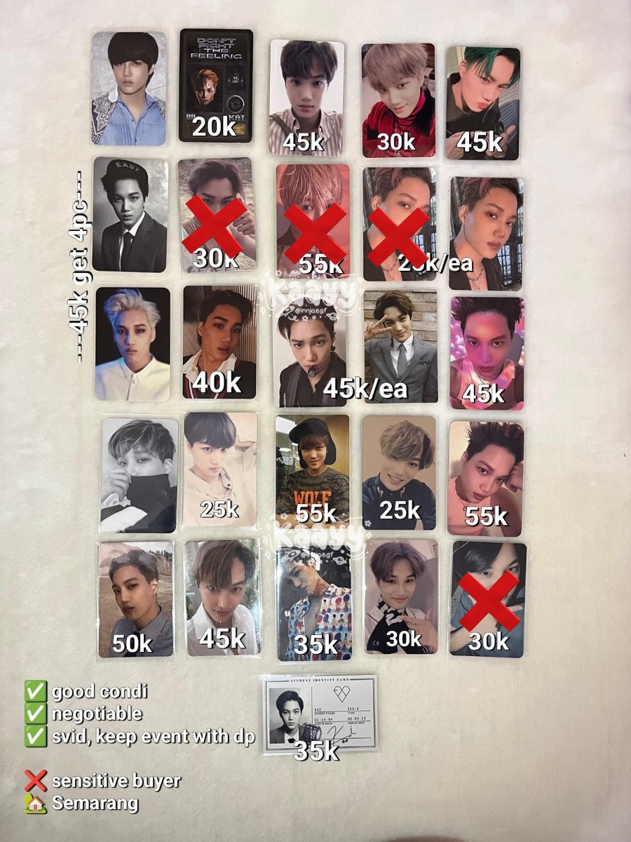 want to sale pc aab kai 🛍

❌ wasting time
🛒 details &amp; price on pict

tags. wts kai kim jong in exo super m dftf mama kokobop tempo overdose mama super one super m exist trading card ktown pob shopee repackage card
