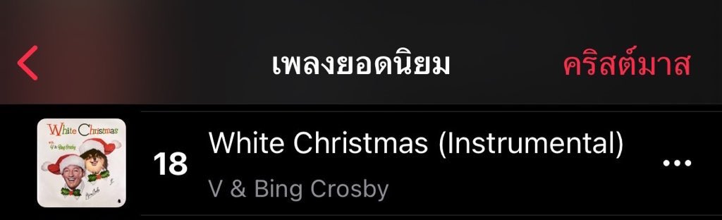 onceinbloom's tweet photo. Apple Music Thailand 🇹🇭 Christmas Genre currently updated

#18 White Christmas (Instrumental) (+3) [New Peak] 🔥

แม้จะเกิดปัญหาและมีข้อผิดพลาดแต่เราก็จะมุ่งมั่นซัพพอร์ตแทฮยองต่อไป ทุกคนเก่งและใจสู้มากจริง ๆ
#WhiteChristmasWithBingV https://t.co/tgngUrPKrk
