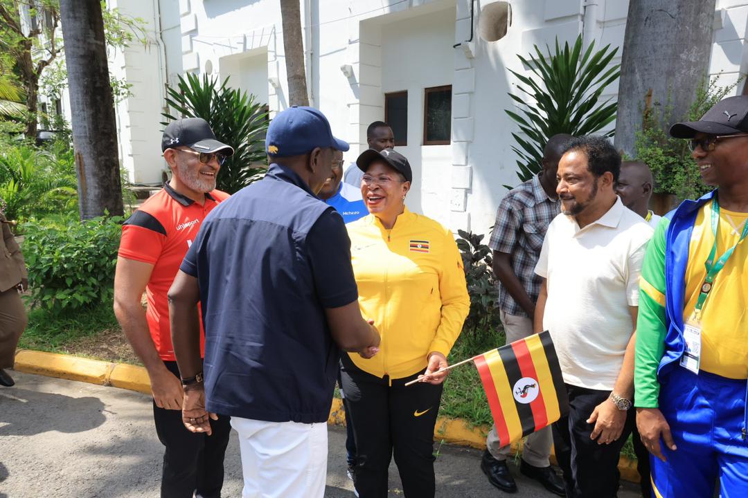 Kenya’s President William Ruto engages with Uganda's <a href="/Parliament_Ug/">Parliament of Uganda</a> Speaker, Anita Among, ahead of the official opening of the East African Community Inter-Parliamentary Games in Mombasa, Kenya.

#MonitorUpdates