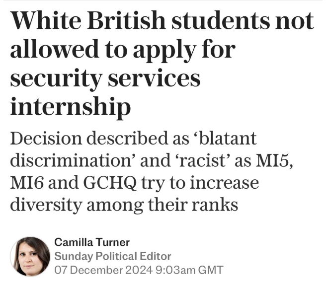 RupertLowe10's tweet photo. This is disgusting racism. I have written to the Home Office this morning demanding that ALL internships, opportunities and jobs are open to applications from ALL people.

Why is racism encouraged when it's white British students who are discriminated against? https://t.co/sl3OxeIghc