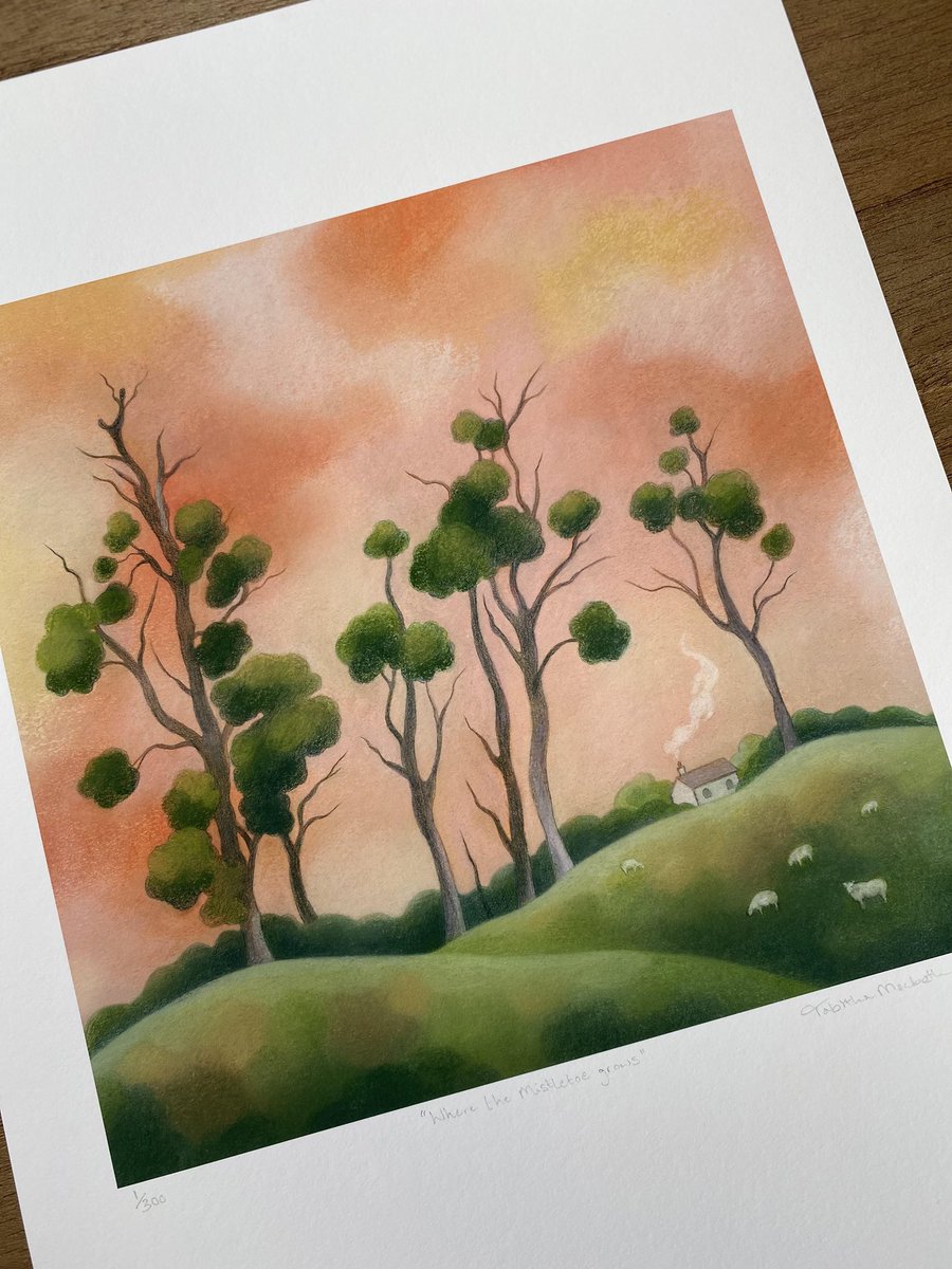 TabithaMacbeth's tweet image. “Where the Mistletoe grows” - a cosy print for days like today, featuring my pastel &amp;amp; pencil drawing 🧡 
Also available as a coaster &amp;amp; a card: 
tabithamacbethart.etsy.com
&amp;amp; 
folksy.com/shops/TabithaM…
Can be dedicated to recipient ✏️

#UKGiftHour #ukgiftam #smallbizsaturday #MHHSBD