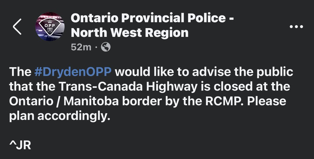 Roughly as of 2:50am roads have been shut down due to freezing rain which has led to unsafe road conditions. #clearwaterbay #kenoraontario #ontariomanitobaborder
