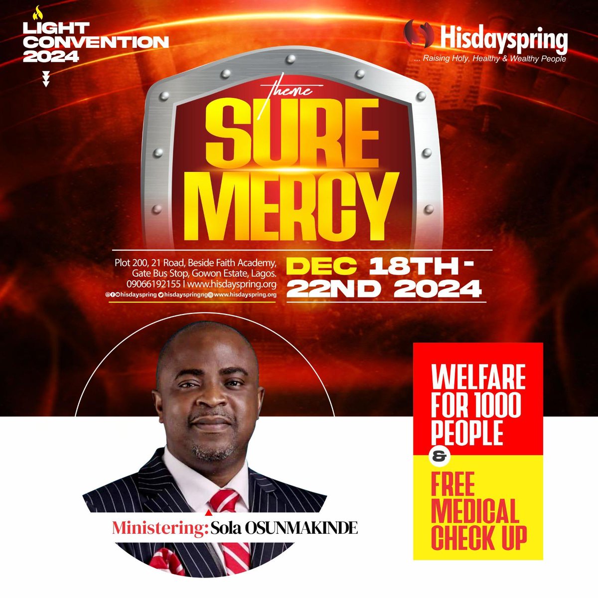 hisdayspringNG's tweet photo. #10daystogo
As we countdown to single digits, these remaining 10 days to our You'll see #LightConvention2024 from start to finish in Jesus Mighty Name 🙏
Please share Avs repost
God bless you 🙏
#LC24
#SUREMERCY
#hisdayspring
#19thanniversary
#JesusisKing https://t.co/4NZKhNEapE