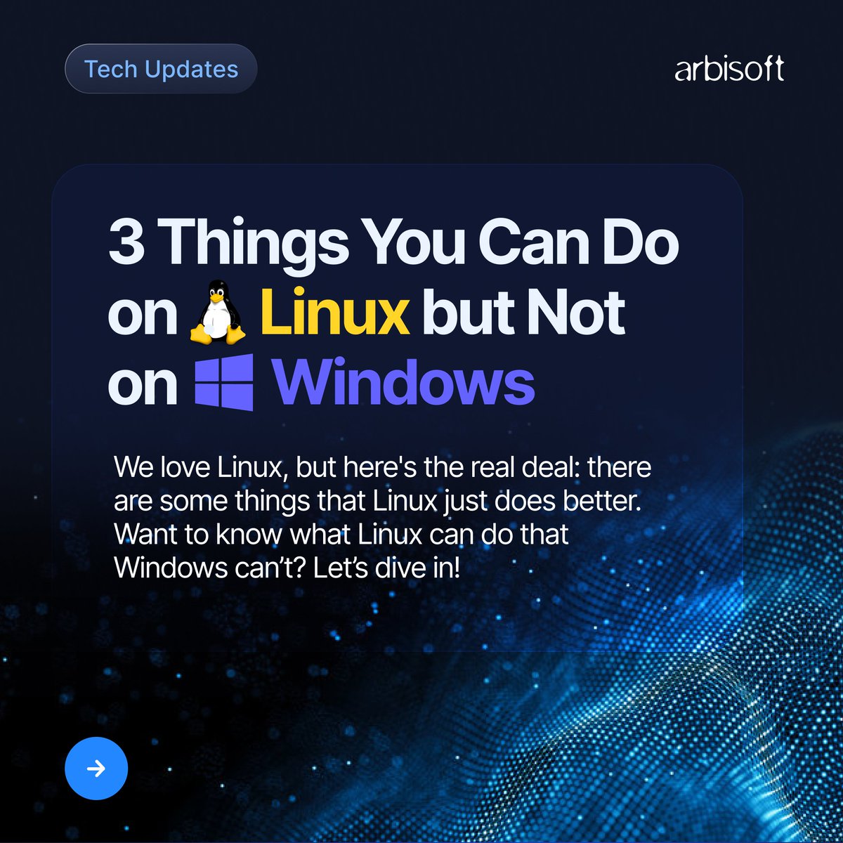 arbisoft's tweet image. Why settle for limits when Linux offers freedom? 🐧 Dive into advanced tiling, customizable environments, and full system personalization.
Ready to optimize with Linux? Let’s connect: tinyurl.com/4svstycf
#LinuxFreedom #OpenSourceSolutions #Arbisoft