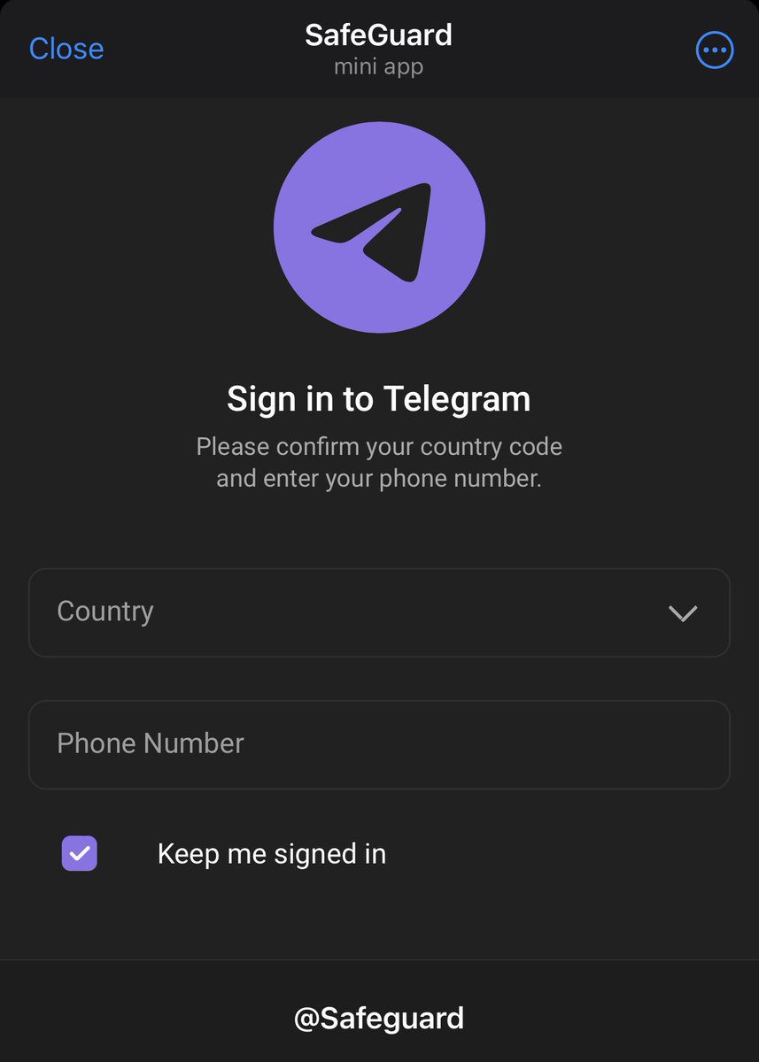 CryptCabal's tweet photo. New Crypto Scam

Fake Dex link and fake safeguard

When you try to join a TG group mostly the new memecoins that launched, simply they make a fake safeguard bot with different usernames which when you try to verify in order to join the TG group, it asks for your number and a code to verify.
This way they can easily log in to your TG and access you trading bots wallets.

Also may not always be related to the coin team itself, sometimes they update the dex screener of the coin with the fake TG link.

Stay Safu