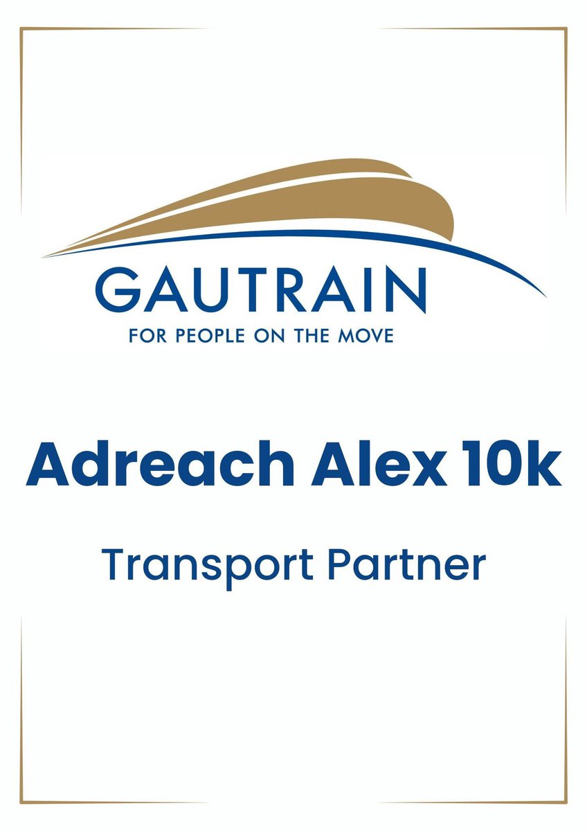RunAlexAC's tweet photo. We welcome @TheGautrain as our official Transport Partner for the Adreach Alex 10k. This partnership will see participants taking the Gautrain from any station to the Marlboro station. Gautrain will then provide complimentary Midibusses to ferry participants to the start, only 2km away from the Marlboro station, and back.

Entries are open, register now on https://t.co/qP0jtWONag

Race info: https://t.co/wwn5pnivZV

#adreachalex10k #runalex
#gautrainjourneys