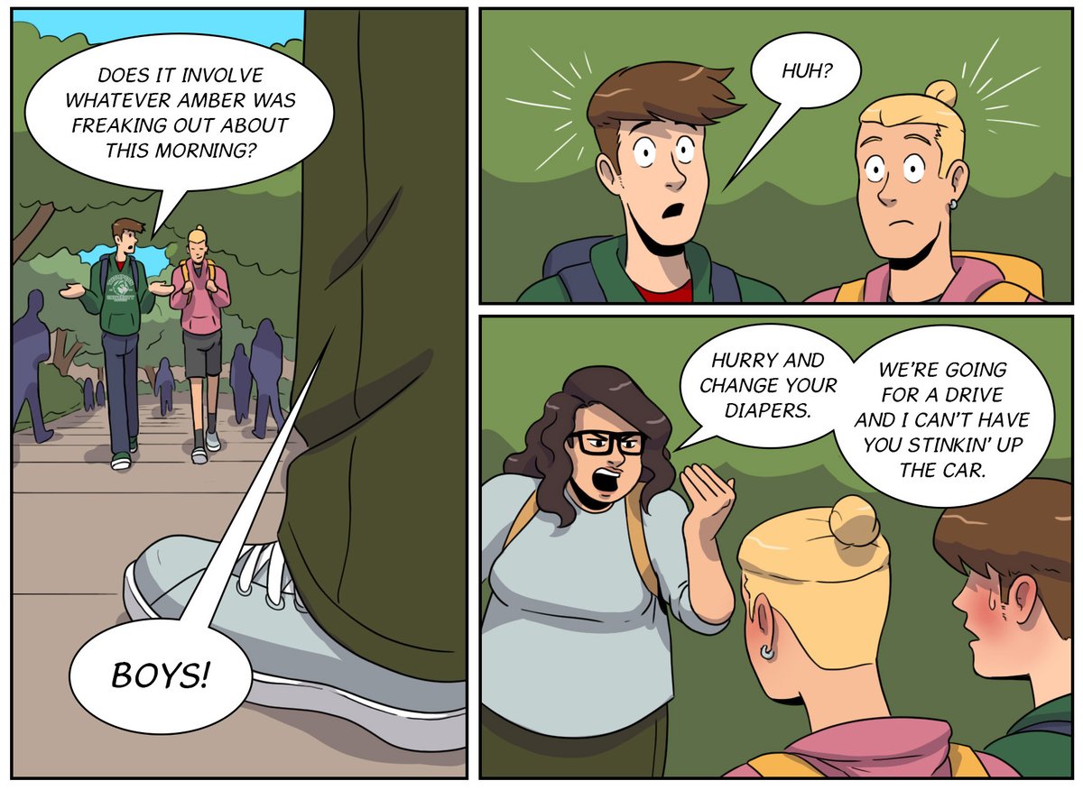 BuckarooBlaster's tweet photo. While everyone's gearing up for the holidays, Tim and Allen are still in their fall semester, suffering at the hands of their dorm's RA 😅 If youre interested in catching up, we're up to page 26 on my SubscribeStar (link in my bio) https://t.co/OtURU0giS2