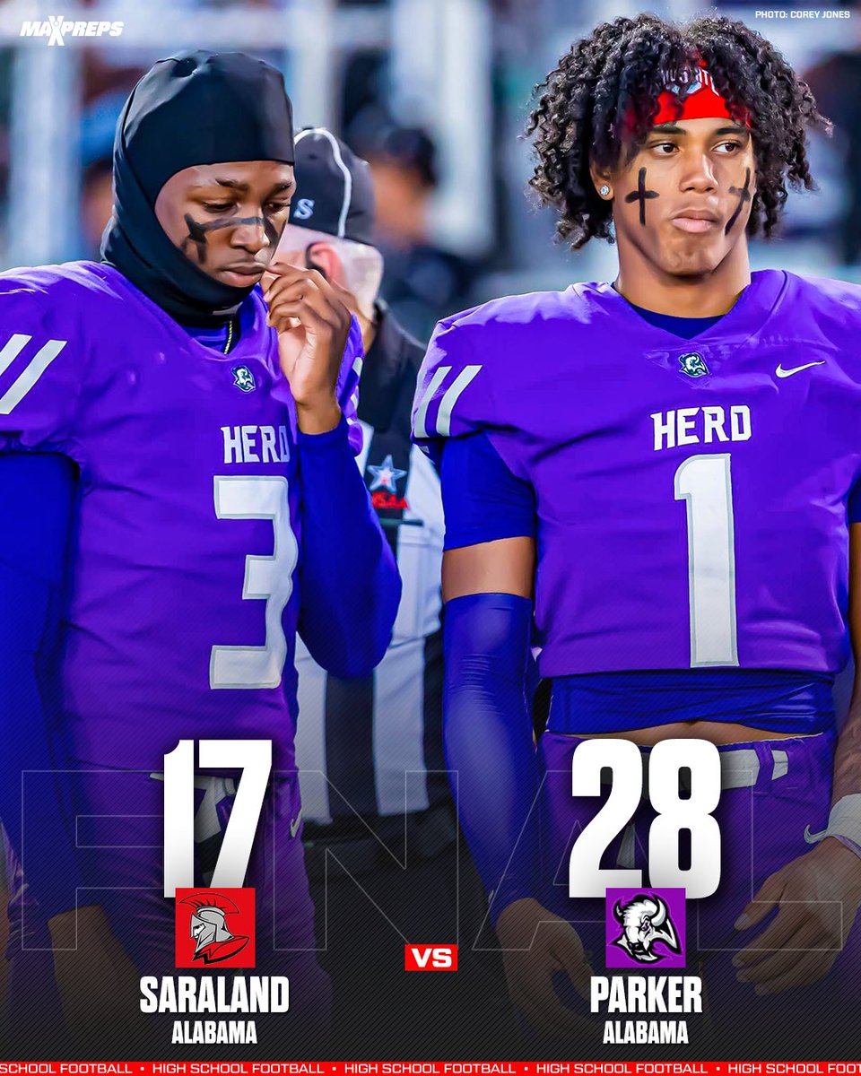 MaxPreps's tweet photo. Parker (AL) defeats Saraland (AL) 28-17 in the AHSAA 6A state championship 👀🏆

Parker hands Saraland its first loss of the season. @AHParkerFootba1 

Top 10 Games of the Week ⬇️
https://t.co/B38TLjHYj5 https://t.co/JGQKBDpneQ