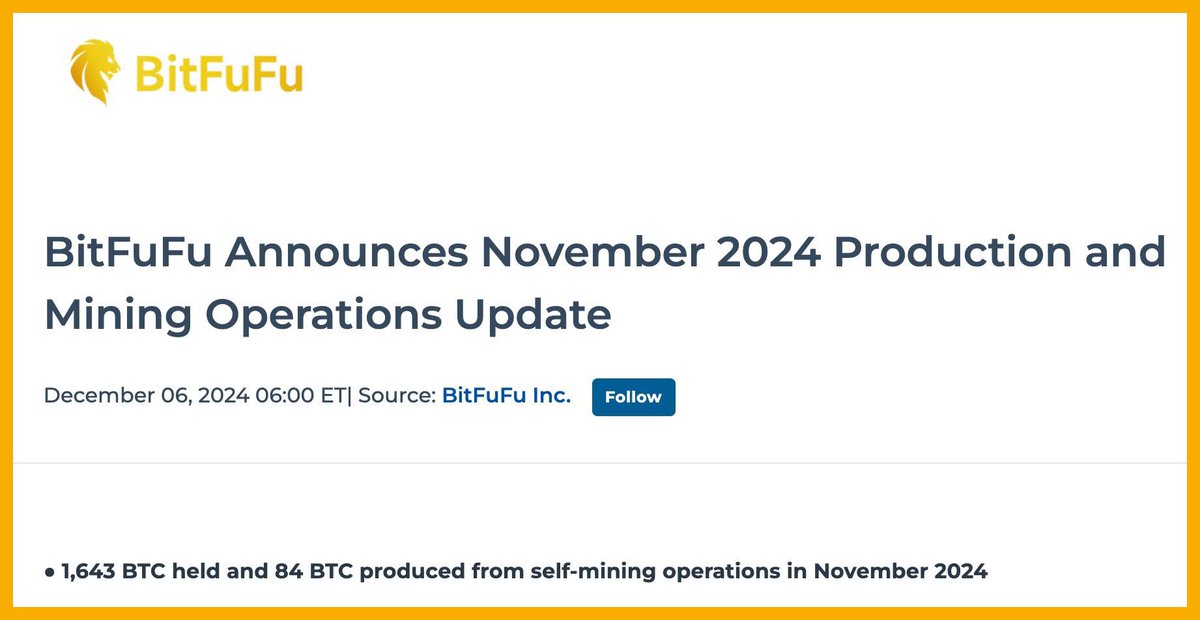 CryptoI1995's tweet photo. NASDAQ-listed mining company BitFuFu 🇺🇸 announces 1643 BTC storage https://t.co/EApJHBVPoo