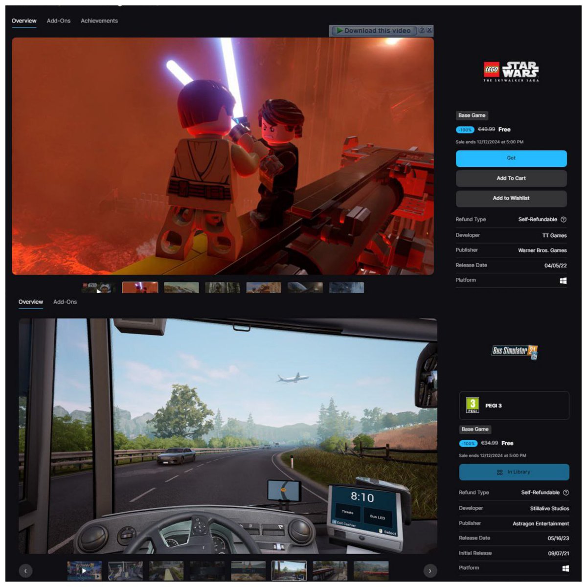 webgift_net's tweet image. 📌عناوین #LEGOStarWarsTheSkywalkerSaga  و #BusSimulator21NextStop بازیهای رایگان این هفته فروشگاه اپیک گیمز