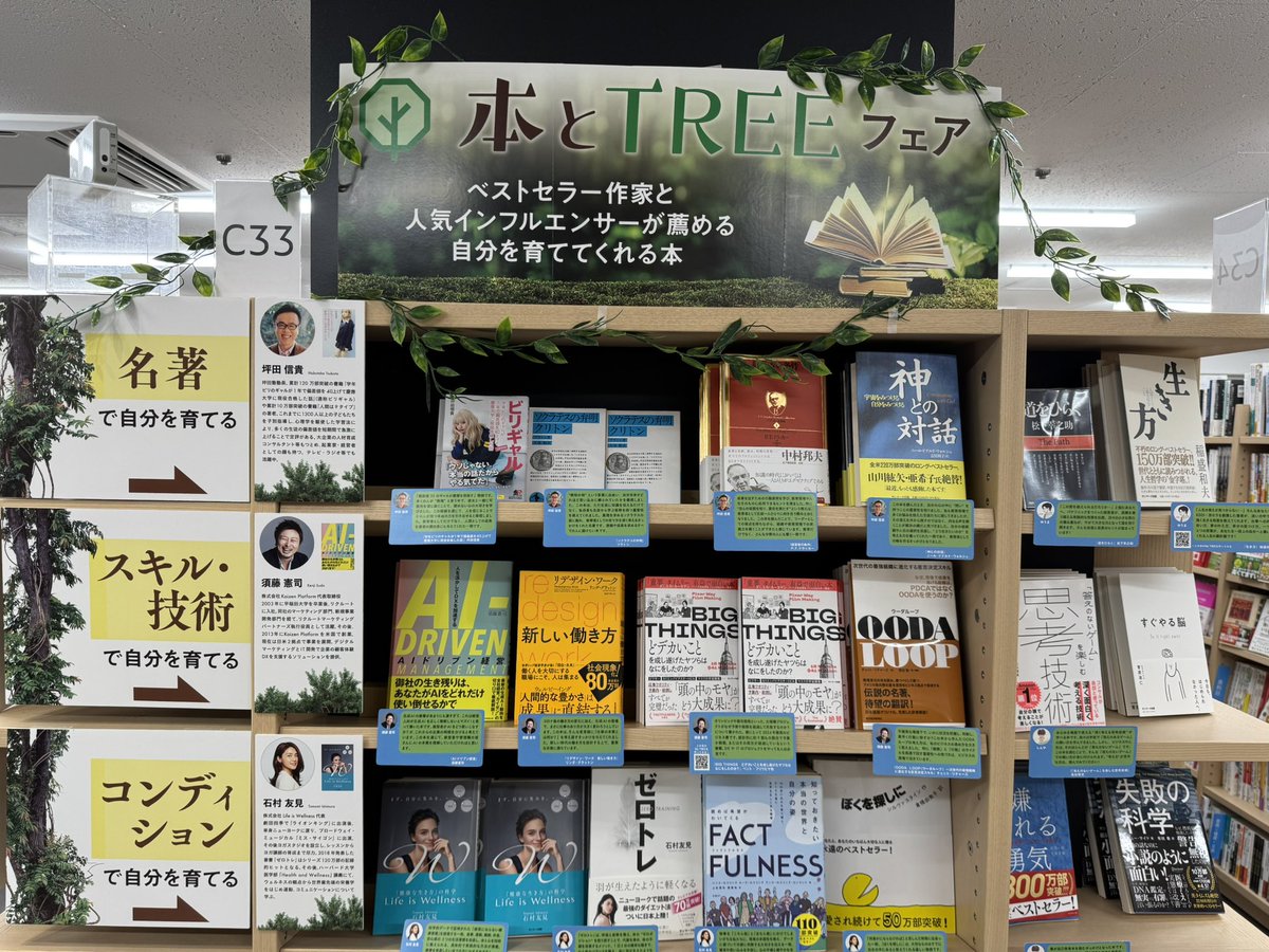 sudoken's tweet photo. #紀伊國屋書店新宿本店 さんにて、サンマーク出版公式LINE「 #本とTREE 」とのコラボフェアで「自分を育ててくれる本」で私の選んだ本の棚ができております📚

しかも@NobutakaTsubota さんと @tomomiishimura さんに挟まれて‼️

本を読むとTREEが生成される
本とTREEと連動してまして
QRコードを読んで頂くとその本のTREEが見られる仕掛けも🔍

年末年始、「読書✖️本とTREE」で読書習慣を身につけるキッカケにも
ぜひお立ち寄りくださいませ🌳

本とTREEはこちらから💁
https://t.co/KXUz83g0CJ