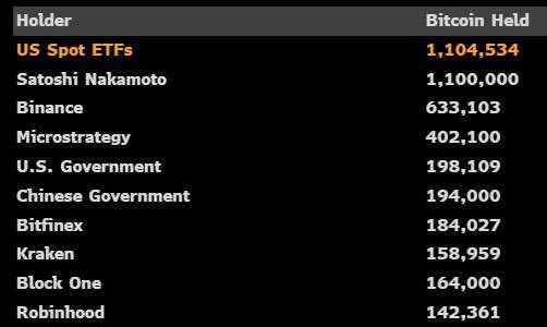 CryptoI1995's tweet photo. US🇺🇸 Spot ETFs now hold more than 1.1 million Bitcoin, surpassing even Satoshi Nakamoto. https://t.co/2WBQsqYabk