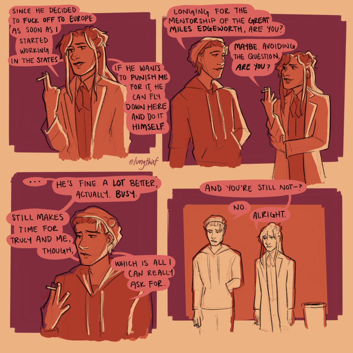 lungthief's tweet photo. new 7 year gap comic!!!! i love you phoenix wright and ema skye my best friends (1-4/8) #aceattorney #narumitsu #wrightworth #aa4 #apollojustice https://t.co/Vpyd7NcJfL