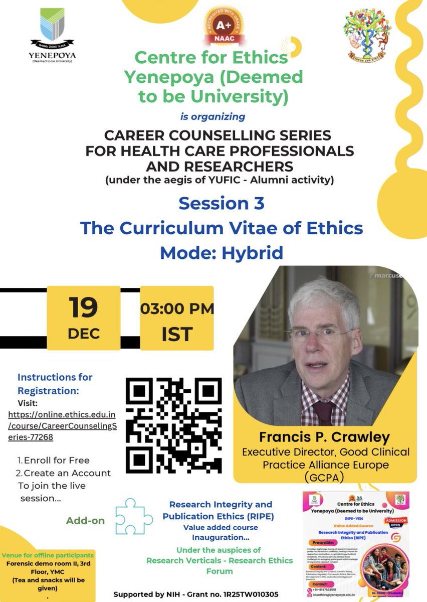 Instructions for Registration: 
Visit: online.ethics.edu.in/course/CareerC…  
Click on "Enroll for Free"
Create an Account: This will allow you to attend live sessions