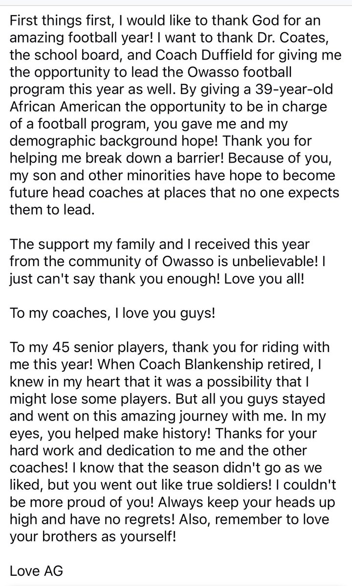 Antonio Graham (@coachagraham) on Twitter photo Been through to much in life to hold my head down! Head up high and Im very proud of myself and my soldiers!
Congratulations to <a href="/BixbySpartanFB/">BixbySpartanFootball</a> on a great game respect! Been through to much in life to hold my head down! Head up high and Im very proud of myself and my soldiers!
Congratulations to <a href="/BixbySpartanFB/">BixbySpartanFootball</a> on a great game respect!