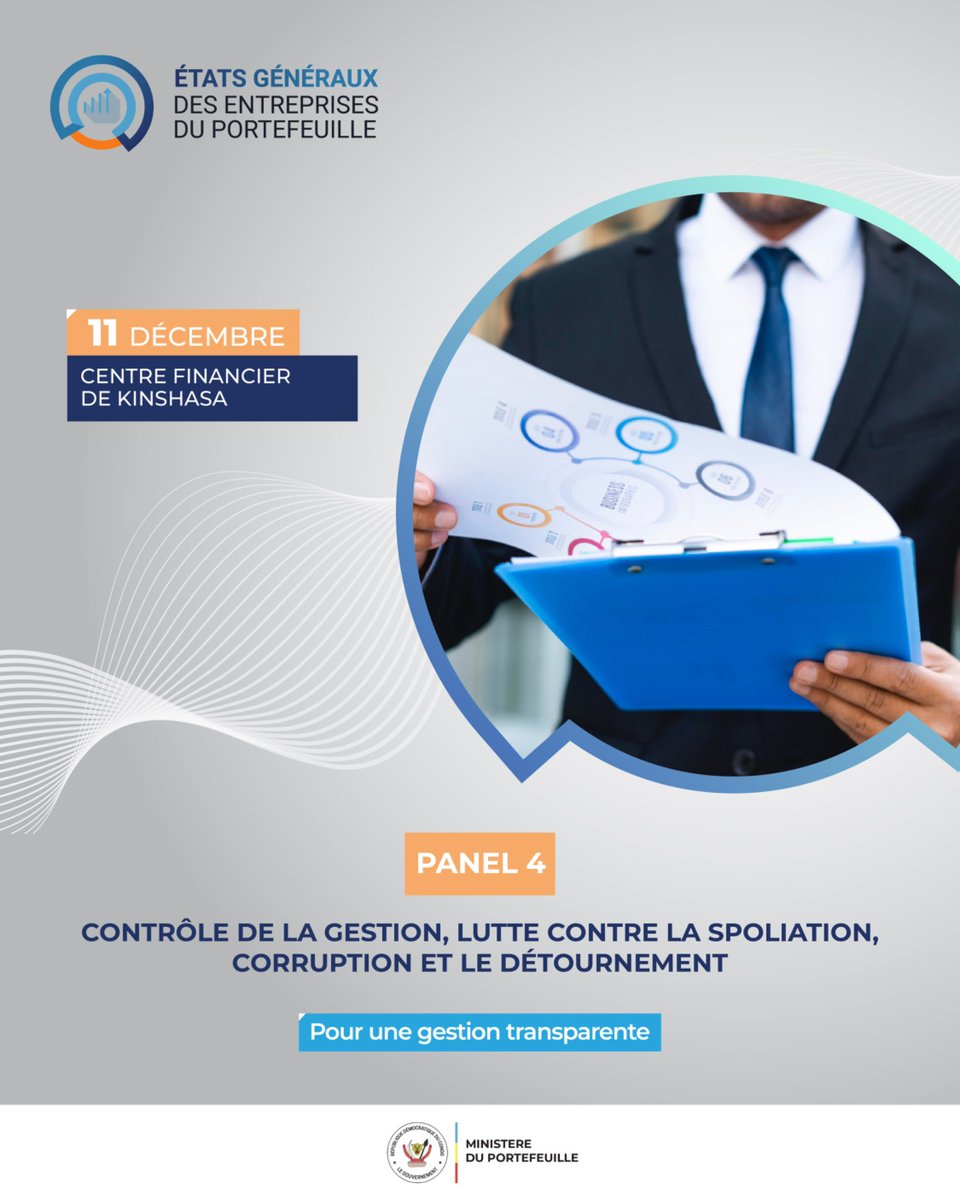 mbute_albert's tweet photo. ‼️#RDC: Les états généraux.
#Panel_4 :
Ce panel se consacre à l'analyse rigoureuse des contrôles & de la lutte contre la corrupt° au sein des Eses publiques,en mettant en lumière les défis de gouvce et en proposant d solut° pr renforcer la transparence et restaurer la confiance. https://t.co/6gJlnFIPUd