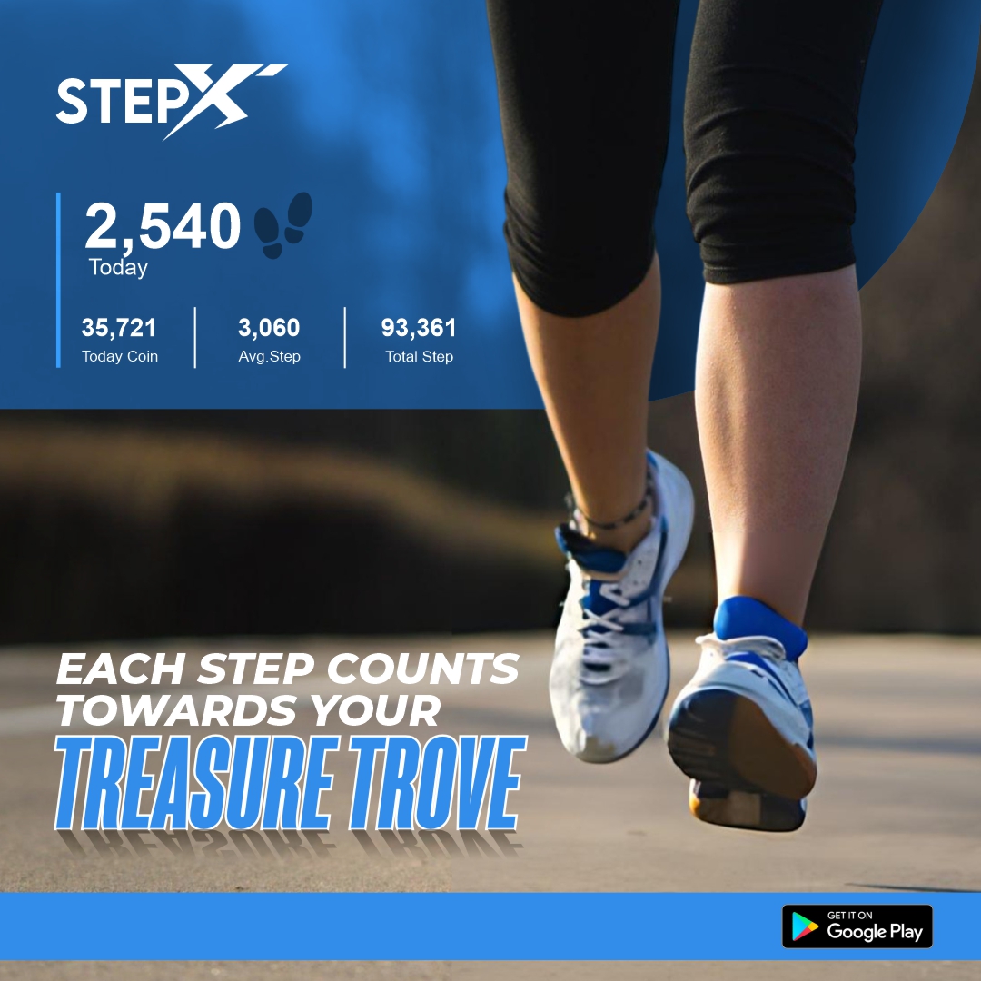 Stepxhealth's tweet image. Every step you take is a step closer to unlocking your treasure trove! With Stepx, each step counts towards building your health and wealth.

#Stepx #EachStepCounts #TreasureTrove #StepIntoWealth #GoldenJourney #StepTowardsSuccess #WalkWithStepx #HealthAndWealthGoals